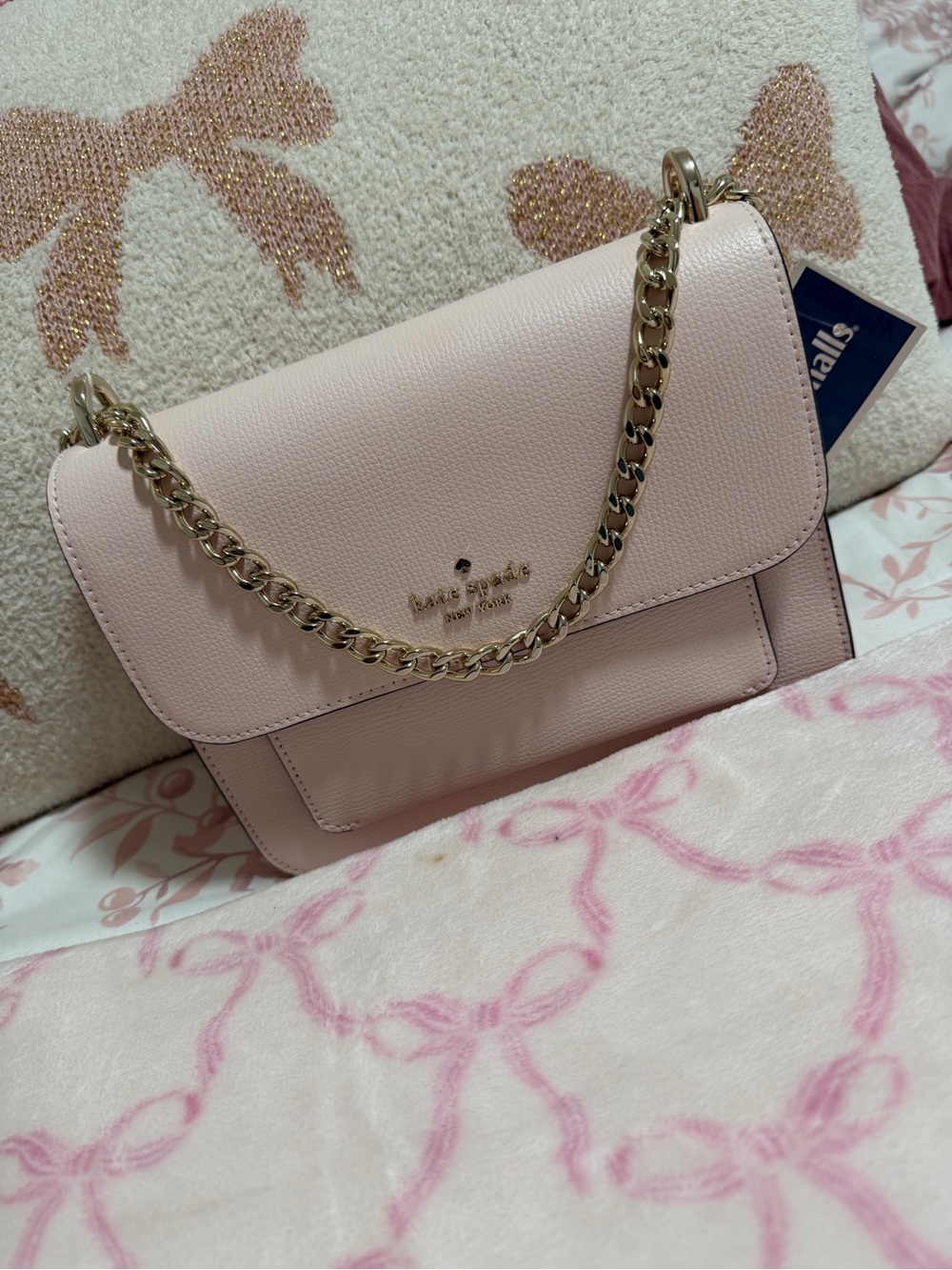 kate spade Pale Pink Chain-Handle crossbody with chain that can be shoulder